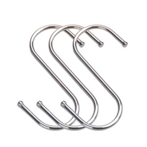 10-pack s shaped hooks,stainless steel metal hangers for home,office,work shop (silver, medium)