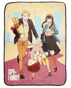 spy x family manga anime anya yor loid forger plush fleece soft throw blanket | spy x family merch 60" x 45"