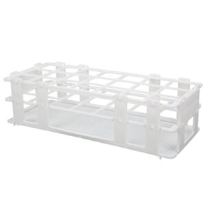 JUOPZKENN Plastic Test Tube Rack, 21 HolesPlastic Test Tube Rack Assembly Detachable Sampling Tube Holder Stand for Laboratory 30mm Test Tubes, White, Detachable