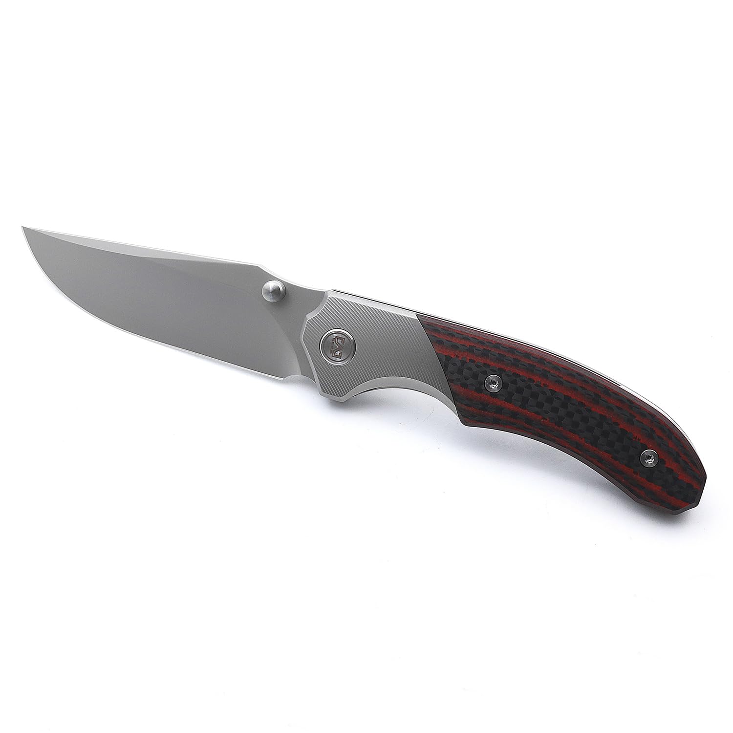 Miguron Knives M Centurion II Folding Knife 3.5" M390 Blade Titanium And Red Carbon Fiber Handle Pocket Knife MGR-609RDII