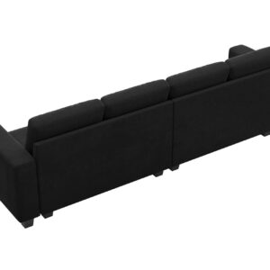 Belffin Velvet Modular 4 Seat Sofa Couch Sectional 4-seat Sofa Couch for Living Room Black