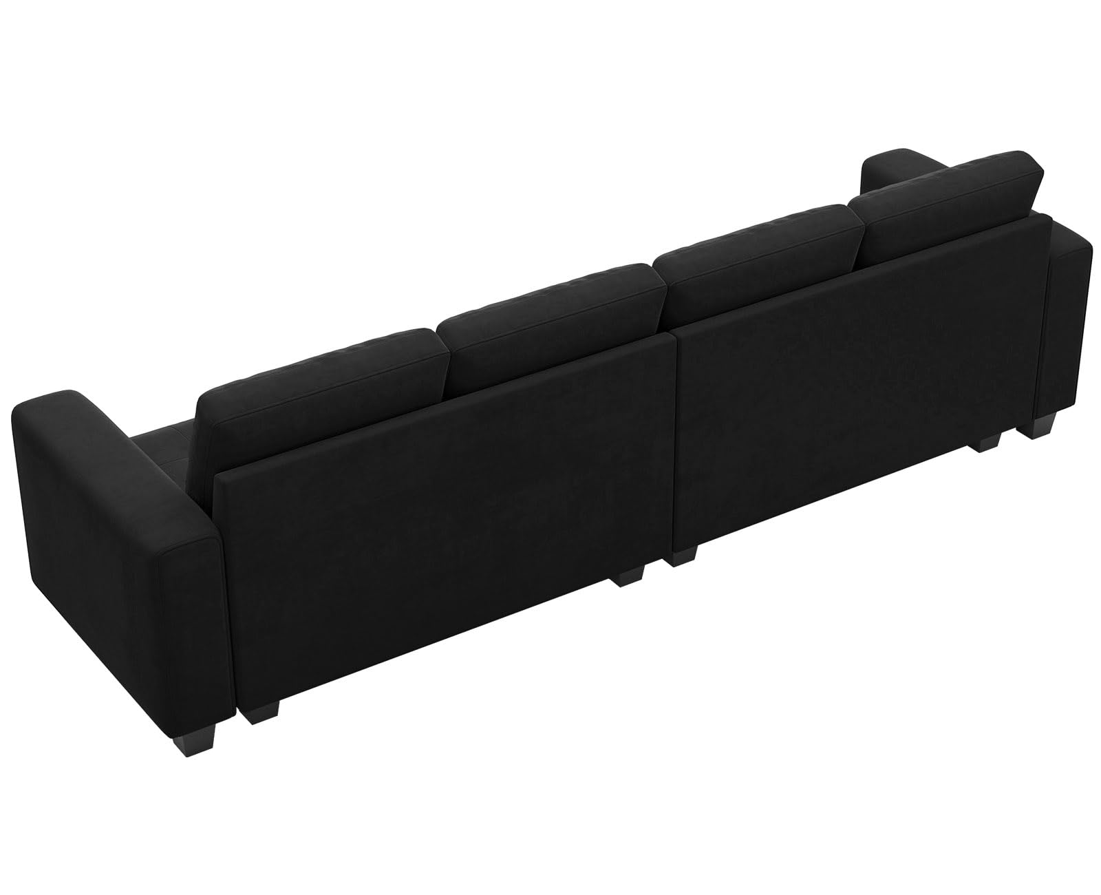 Belffin Velvet Modular 4 Seat Sofa Couch Sectional 4-seat Sofa Couch for Living Room Black