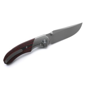 Miguron Knives M Centurion II Folding Knife 3.5" M390 Blade Titanium And Red Carbon Fiber Handle Pocket Knife MGR-609RDII