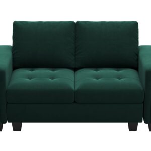 Belffin Velvet Modular Loveseat Sofa Couch 2 Seater Sofa Love Seats for Small Space Green