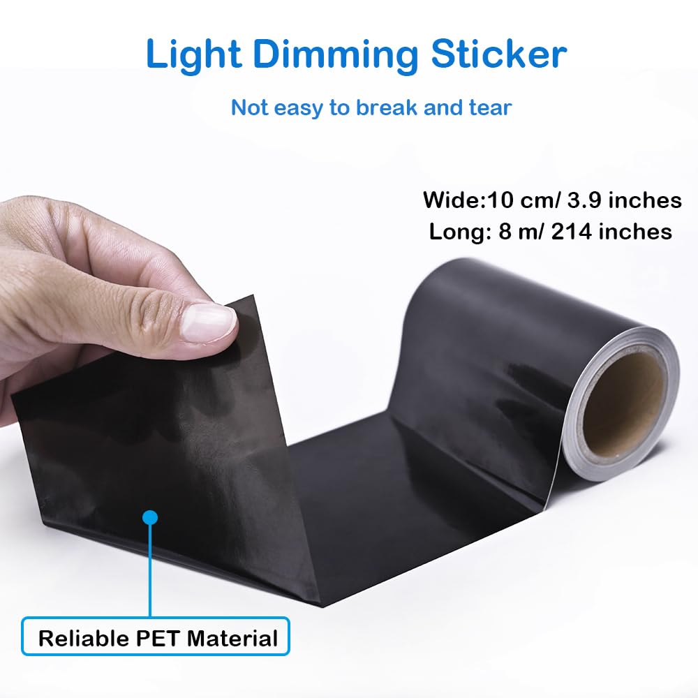 Light Blocking Tape Light Dimming Sticker Adhesive Black Sheet for LCD Panels, Appliances Indicator Light, Lamp Strips, Cable, Blocks 50-70% of Light