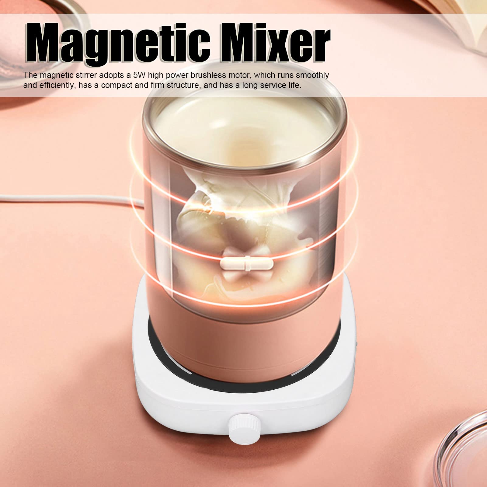 5W Mini Magnetic Stirrer, Mini Magnetic Stir Plate Lab Stirrer Mixer with Stirrer Bar, Portable Laboratory Magnetic Stirrer Mixer Plate 1L with USB Cable for Brewing, Homemade Beer, 600-4000RPM