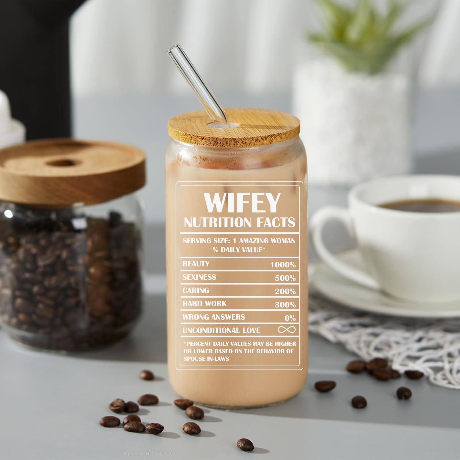 Kihraw Gifts for Wife, Bridal Shower Gift Engagement Gifts For Women, Bride, Fiancee, Wifey - Anniversary Birthday Gifts For Wife, Wife Gifts - Bride To Be Gifts - 16 Oz Coffee Glass