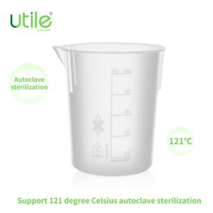 Utile 10 Pcs Plastic Beaker Set with spout of Vol.100ml, Plastic Measuring Beaker For Lab Science with Molded Graduations, 4081.0100.10