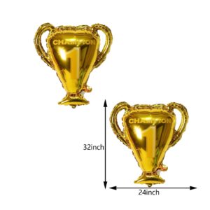 10PCS Championship Trophy Balloon and Soccer Foil Balloons Soccer Party Balloons Set for Birthday Baby Shower Wedding Anniversary Soccer Themed Party Decoration