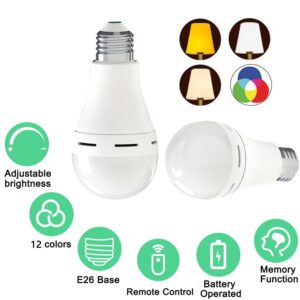 HOMOSUM Battery Operated Light Bulb,E26 Detachable Charging,Non-Hardwired,40W Equivalent,2400mAh,Remote Control,Dimmable Light Bulb with Remote Control,LED Emergency Puck Lamp,No Wiring(1-Pack)