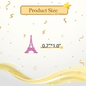 100pcs Eiffel Tower Confetti, Pink Glitter Paris Party Table Confetti, Paris French Theme Party Paper Scatters, Baby Shower/Bridal Shower Party Table Decoration