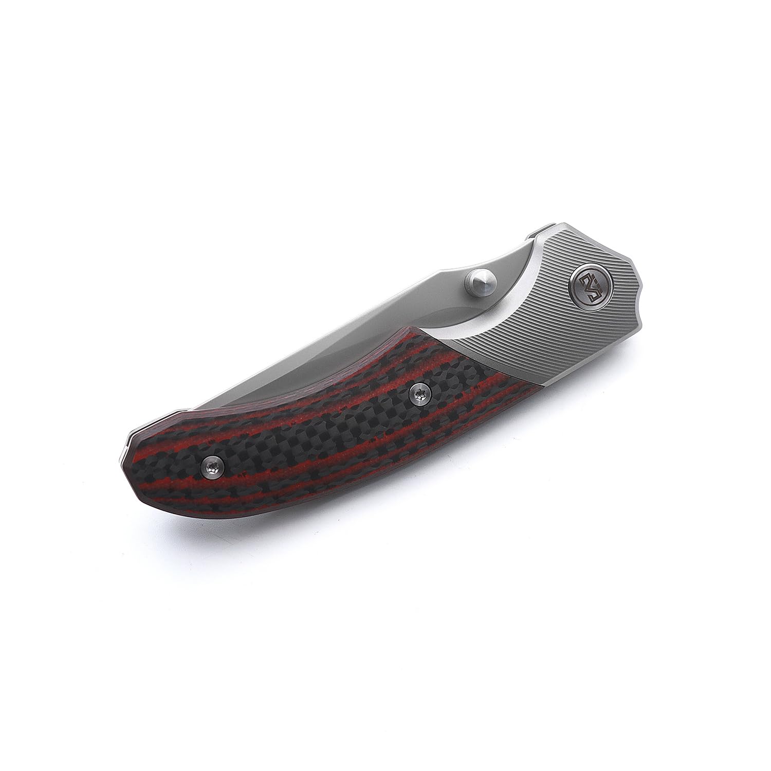 Miguron Knives M Centurion II Folding Knife 3.5" M390 Blade Titanium And Red Carbon Fiber Handle Pocket Knife MGR-609RDII