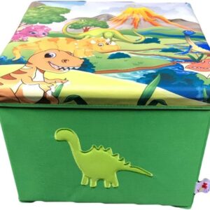 Toy Chest for Boys, Storage Bins for Toys, Toy Box for Boys, Kids Toy Storage Bins, Sturdy & Foldable, Removable Divider, Dinosaur Storage Containers for Playroom, Bedroom, Home, Dinosaur Pattern