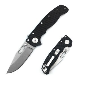 thumb assisted opening folding pocket knife, 2.9 inch 8cr13mov steel blade with grivory handle, reversible pocketclip shark-lock, tactical folding knife for everyday carry camping