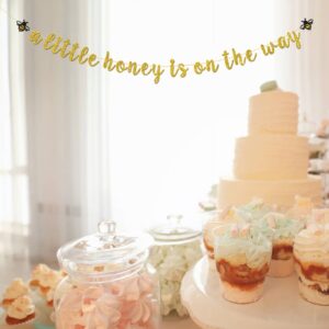 Talorine A Little Honey is on the Way Banner Gold Glitter Bumble Bee Theme Banner Sweet Honey bee Gender Reveal Baby Shower Party Decoration Pregnancy Announcement Mommy to Bee Daddy to Bee Welcome