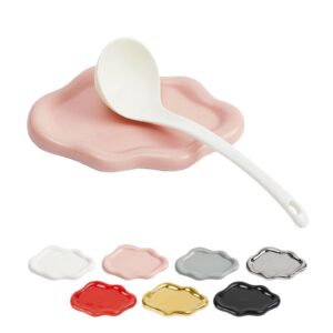 pretty jolly ceramic spoon rest for stove top kitchen spoon holder for counter coffee spoon rest utensil rest pink spatula rest cloud shape home decorative 7.68 inches