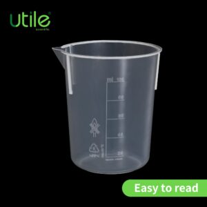 Utile 10 Pcs Plastic Beaker Set with spout of Vol.100ml, Plastic Measuring Beaker For Lab Science with Molded Graduations, 4081.0100.10