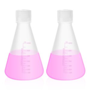 labvida plastic erlenmeyer flask set with screw cap - 1000ml molded graduations - 2 pcs, lvah006