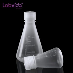 Labvida Plastic Erlenmeyer Flask Set with Screw Cap - 1000ml Molded Graduations - 2 pcs, LVAH006