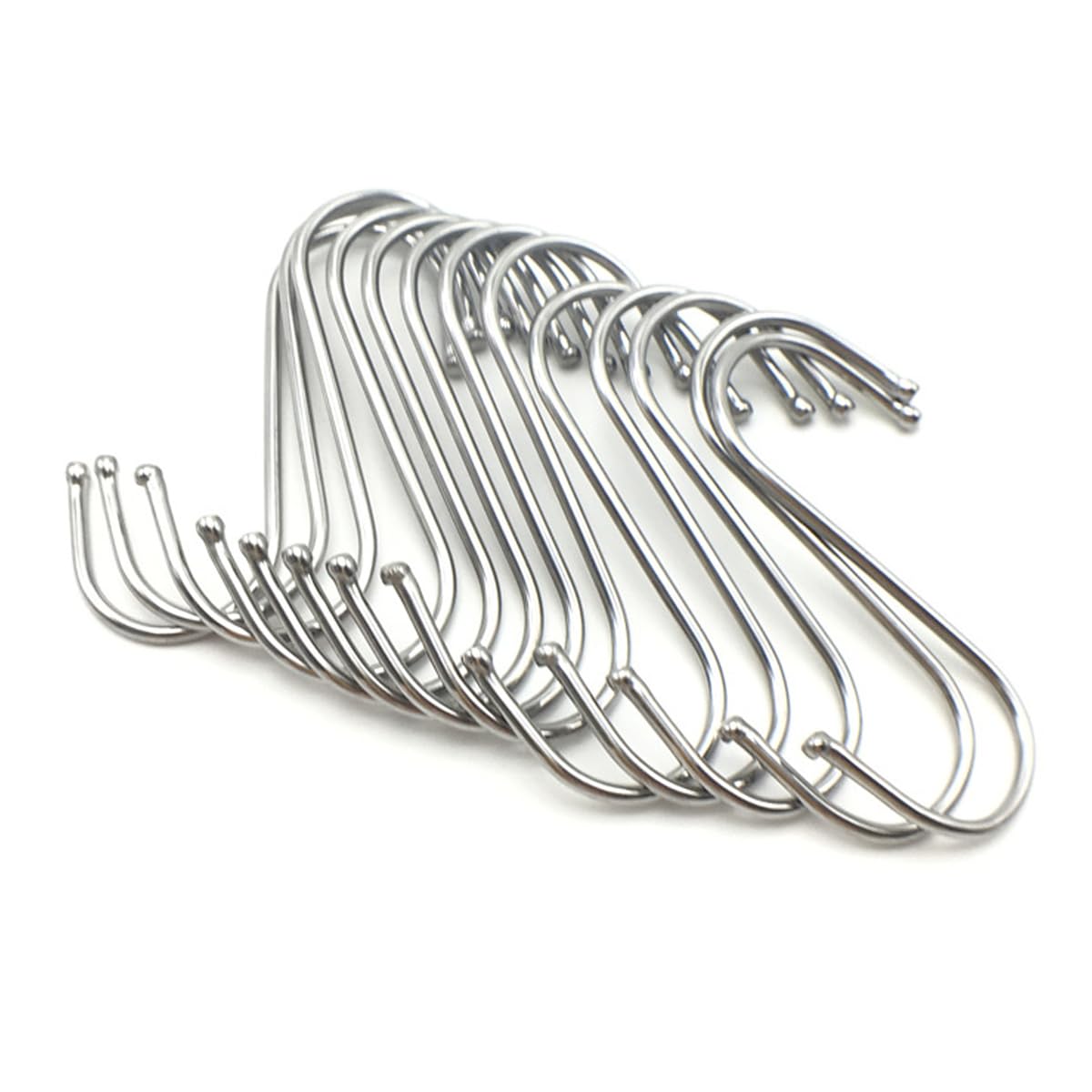 10-Pack S Shaped Hooks,Stainless Steel Metal Hangers for Home,Office,Work Shop (Silver, Medium)