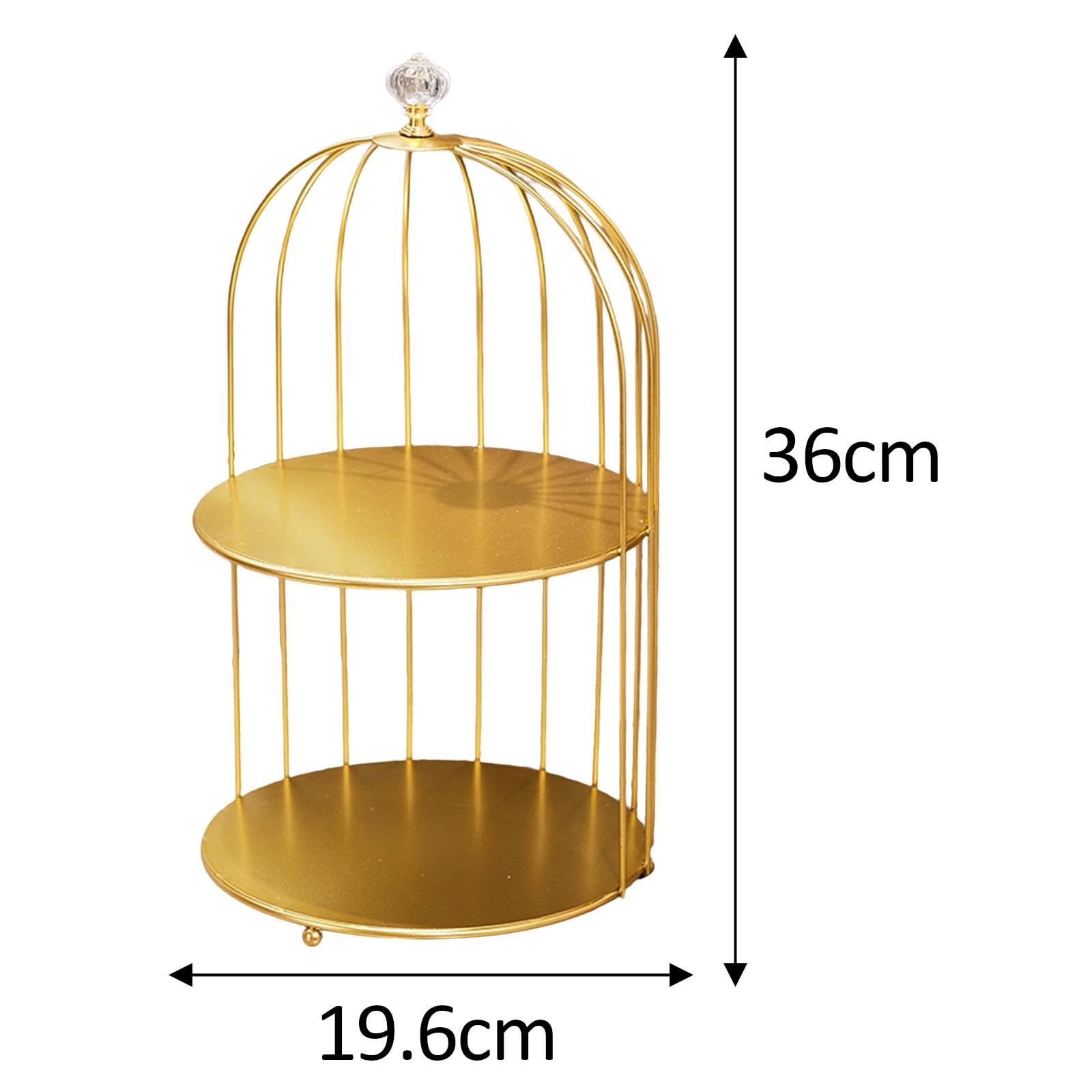 Menolana Bird Cage Dresser Organizer, Bathroom Makeup Holder, Nordic Perfume Lipstick Cosmetics Iron Storage Rack Cupcake Stand for Bathroom Countertop, gold 2 tier