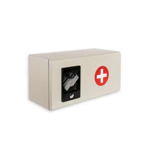 Medicine Lock Box for Medication Lock Box with Key - Wall Mounted Locking First Aid Medicine Cabinet, Secured Prescription Storage for Peace of Mind Around Kids at Home, School (White)