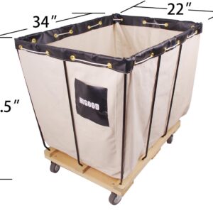 HIGOOD Canvas Basket Bulk Truck,Service Carts 8 Bushel Knock Down Truck, 10.0 cu. ft, 400 lb, 34" L X 22" W X 30.5" H Capacity