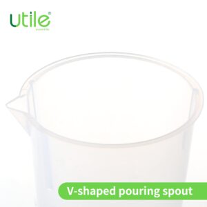 Utile 10 Pcs Plastic Beaker Set with spout of Vol.100ml, Plastic Measuring Beaker For Lab Science with Molded Graduations, 4081.0100.10