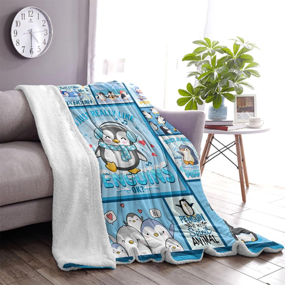 peakman Penguin Gifts Blanket,Penguin Blanket Throw,Penguin Gifts for Women Men Kids,Penguin Lover Gifts,Penguin Gifts for Penguin Lovers,Warm Soft Cozy Plush Penguin Blanket for Bed Couch 50"x 60"