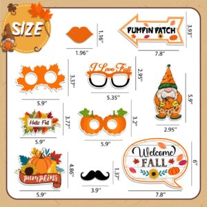 Fall Decor Happy Fall Gnomes Pumpkin Photo Booth Frame and Props for Autumn Themed Pumpkin Patch Thanksgiving Party Favors Decorations Supplies-11pieces