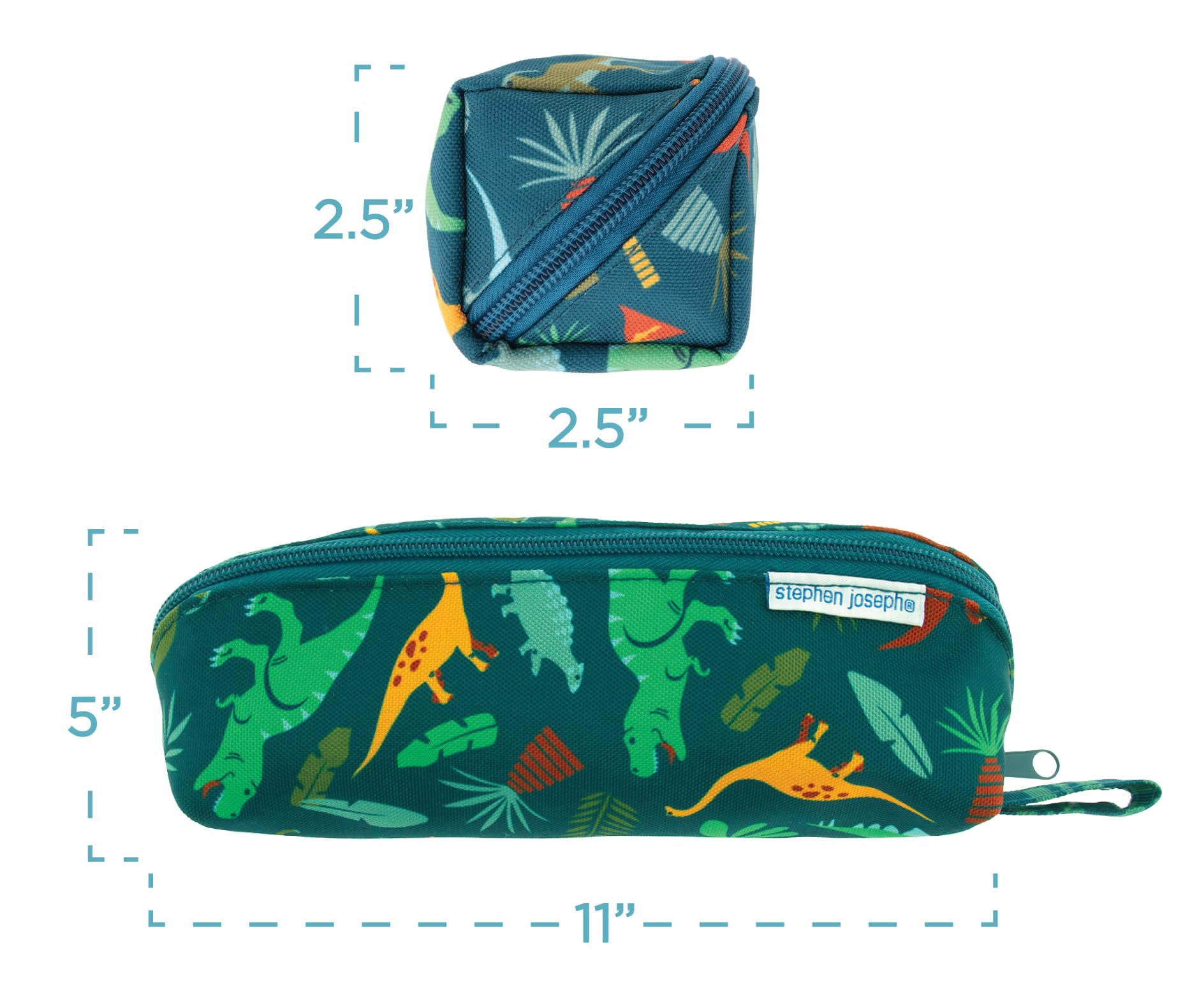 Stephen Joseph All Over Printed Pencil Pouch | Multipurpose Kids School Stationary Case, Colorful Cute Designs with Large Space for Pencils and Pens, Dino, Pencil Case