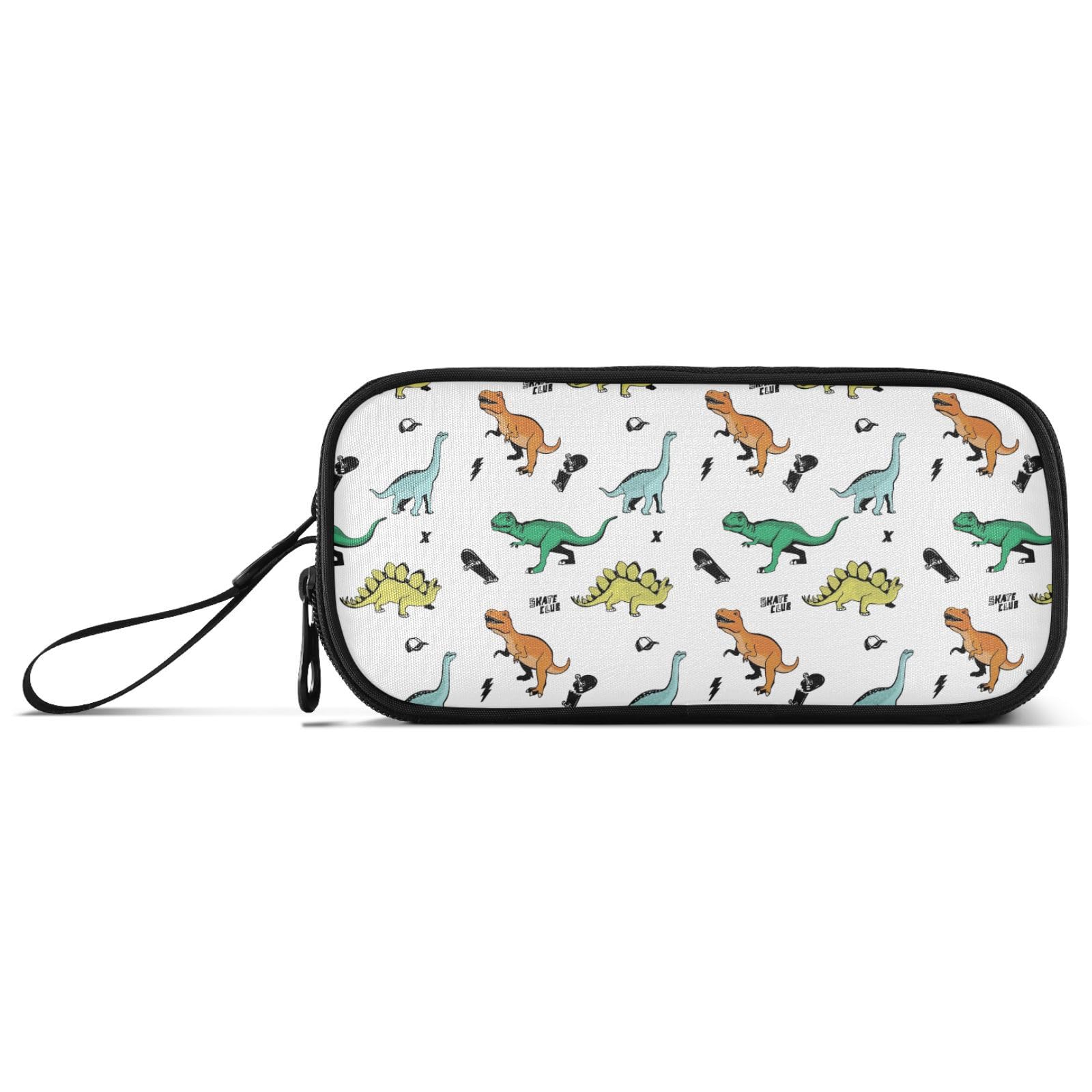 ALAZA Skater Dinosaur Dino Pencil Case Large Capacity,Pencil Pouch Office College Large Storage Pen Bag 3 Compartment Pencil Cases for Women Adults Teen