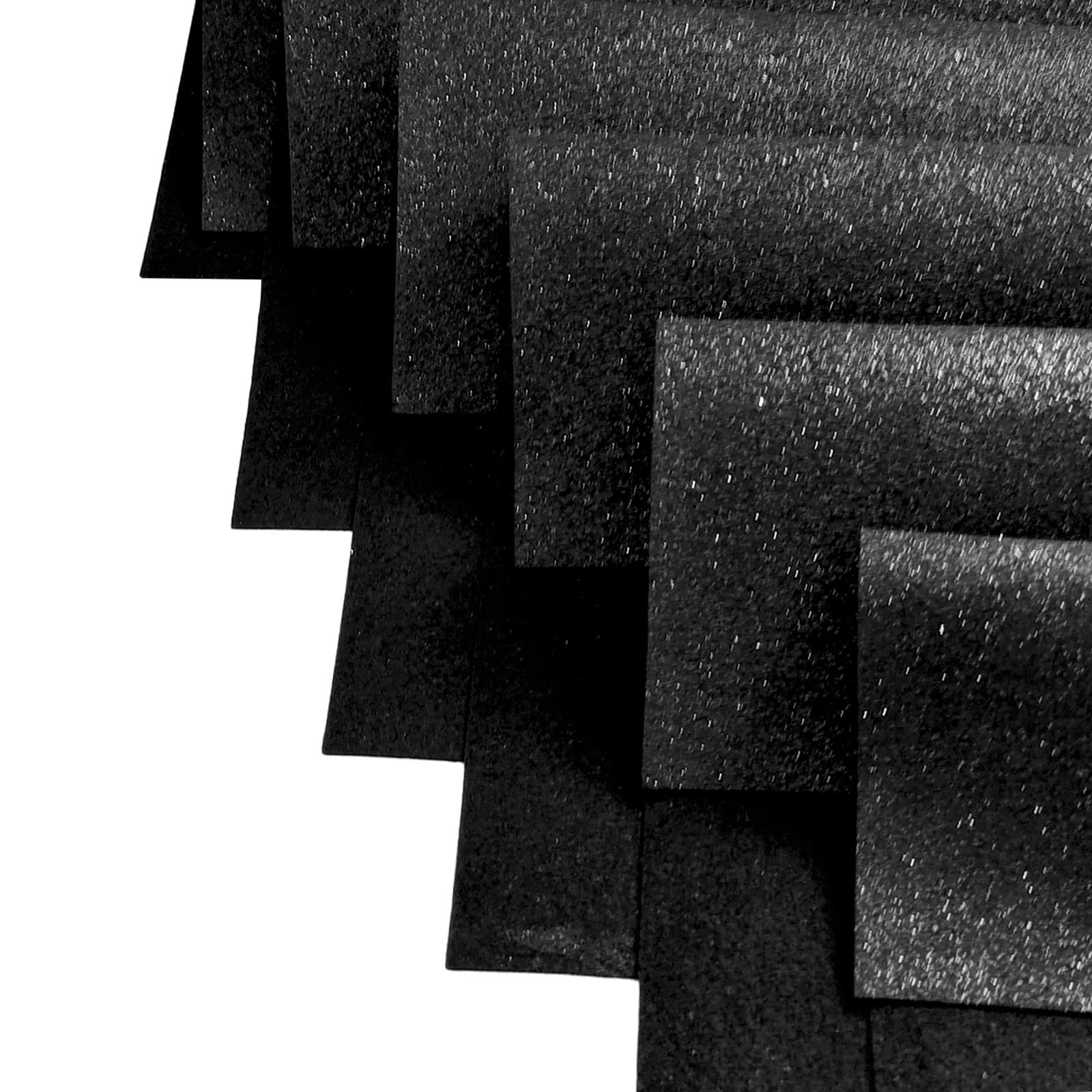 Jtnohx Large Glitter Felt Fabric, 5pcs Glitter Sheets, 11.8 x16.5 inches Glitter Felt for Crafts, Felt Glitter Square for Party Project Holiday Greeting Festival (Black)