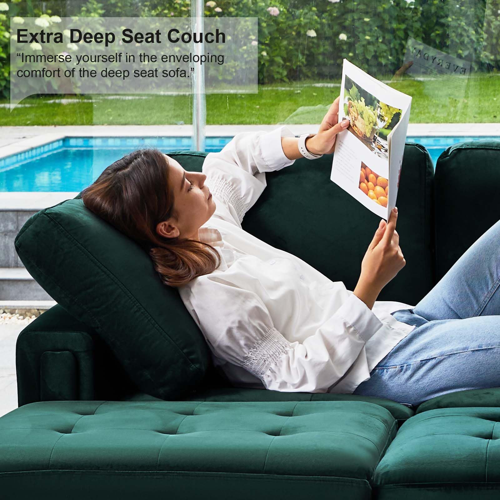 Belffin Velvet Modular Loveseat Sofa Couch 2 Seater Sofa Love Seats for Small Space Green