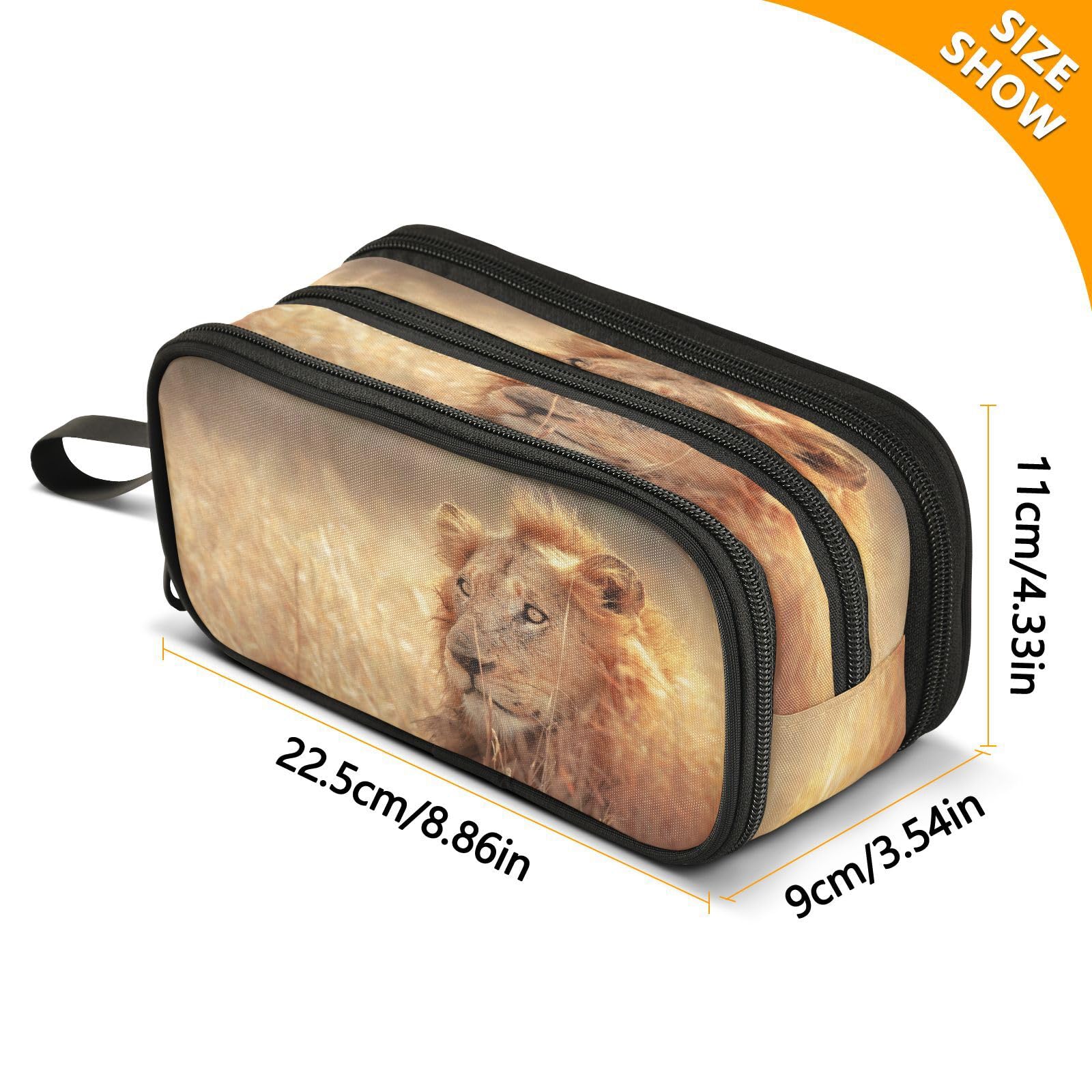 ALAZA South Africa Lion Pencil Case Large Capacity,Pencil Pouch Office College Large Storage Pen Bag 3 Compartment Pencil Cases for Women Adults Teen