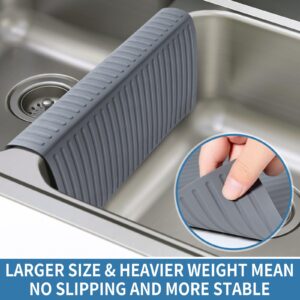 Bligli Silicone Sink Saddle, Large and Durable Sink Divider Mat with No Suction Cups, Kitchen Divided Sink Protector Mat for Glassware Dishes, Easy to Clean and No Smell, 11.8" x 12.4" (Grey)