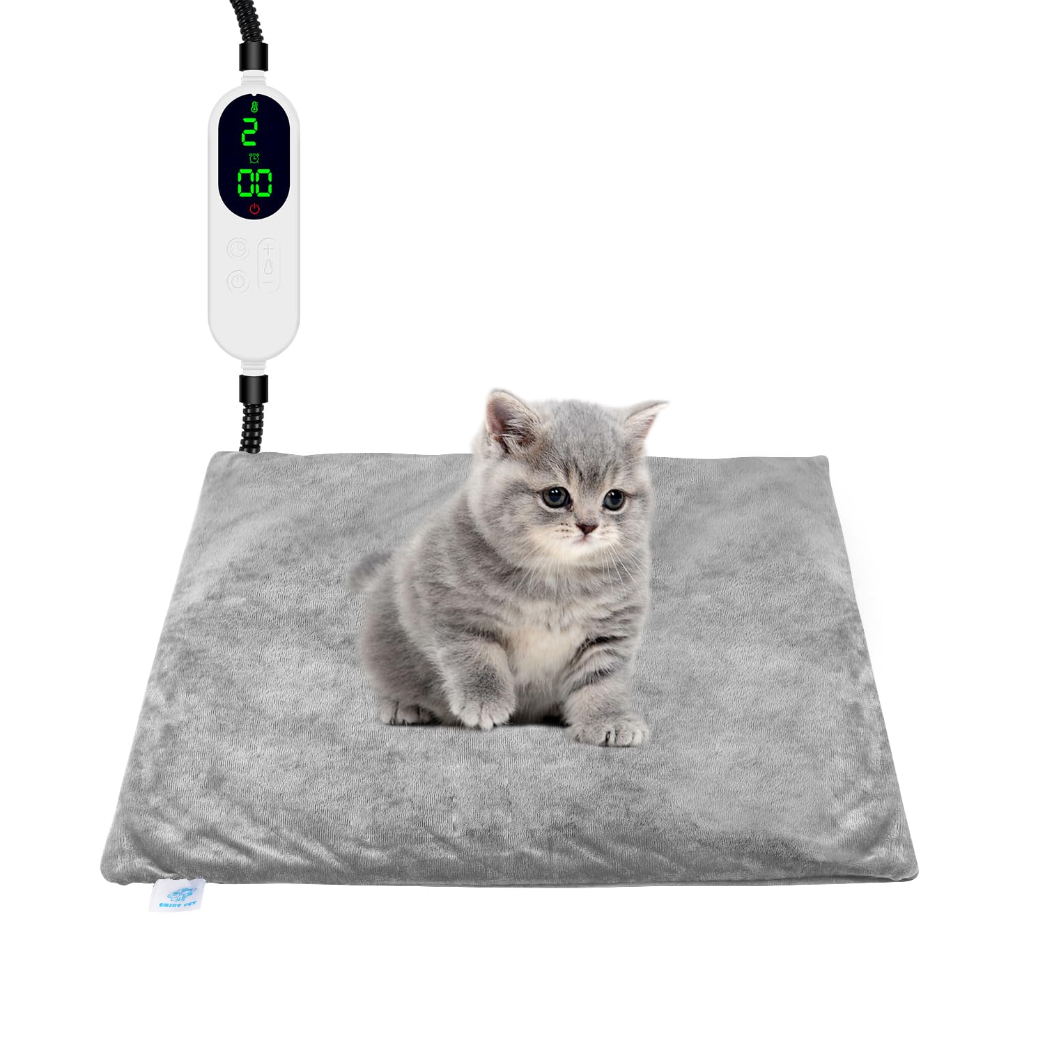 Heated Cat Bed for Indoor Cats, Electric Pet Heating Pad for Dogs Cats with Timer, 9 Level Temperature Cat Heating Pad Waterproof Heated Mat for Puppy Dog Cat (18" X 18")