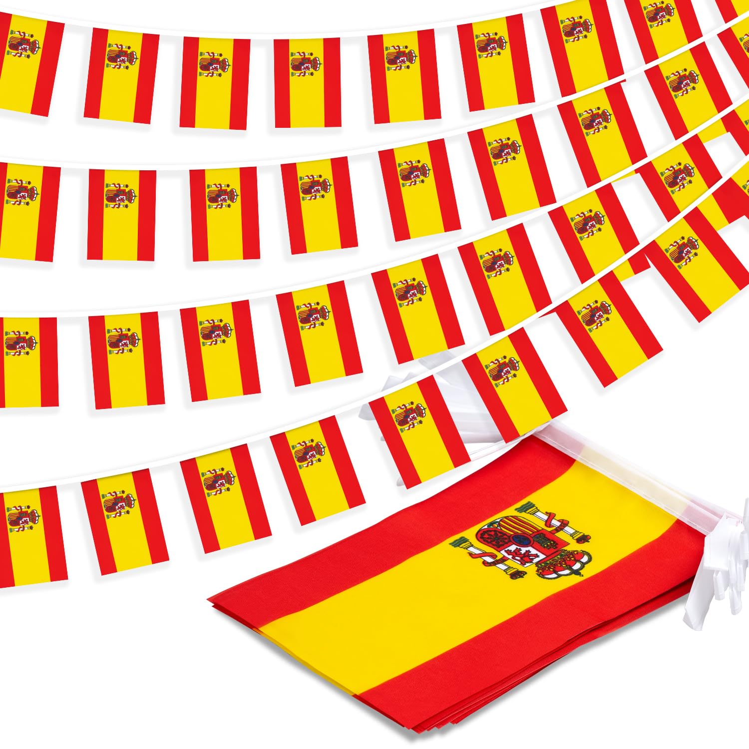 Spain String Flag Pennant Banner, Small Mini Spanish Flags Bunting Banner, National Country Decoration for School, Party, Sports Events, Patriotic Festival, 33 Feet 30 Flags