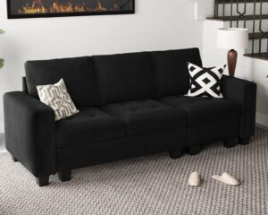 belffin velvet modular sofa couch 3 seater sofa couch for living room black