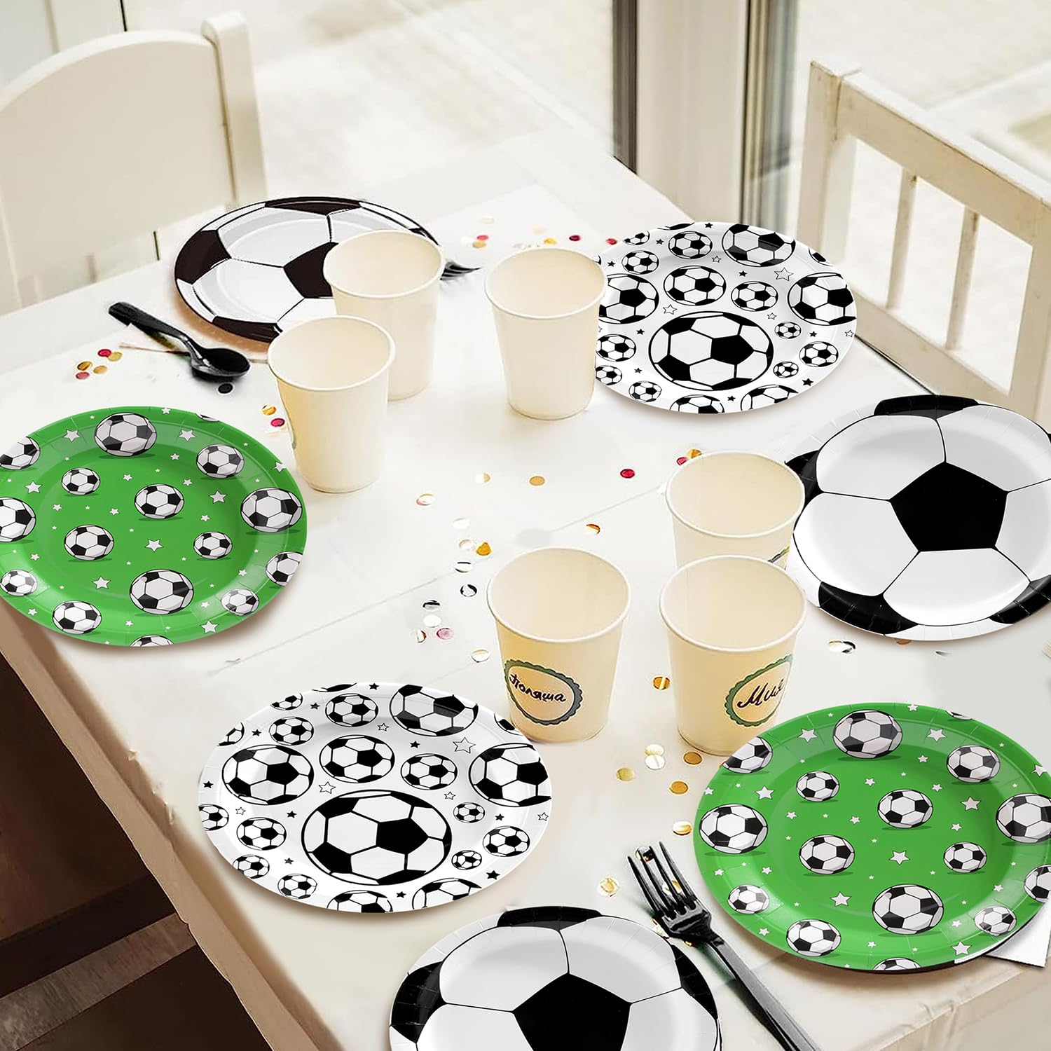 UROINEPA Soccer Party Decoration Supplies 60 Pcs Soccer Plates Soccer Birthday Dessert Dinner Plates Disposable Soccer Themed Party Favors Decorations for Boy Baby Shower