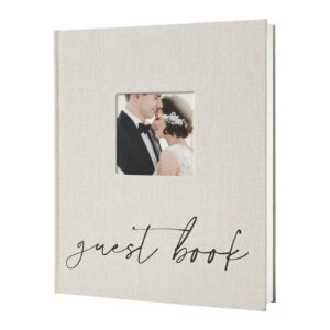 vienrose wedding guest book polaroid guest book photo guestbook sign in book personalized linen cover 120 pages hardcover with lined, alternative baby shower, party, birthday (10" x 8" minimalist)