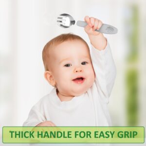 CHILLOUT LIFE Toddler Utensils, Kids Silverware with Silicone Handle, Stainless Steel Metal Toddler Forks and Spoons Safe Baby Cutlery Set for Self Feeding BPA Free Dishwasher Safe