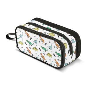 alaza skater dinosaur dino pencil case large capacity,pencil pouch office college large storage pen bag 3 compartment pencil cases for women adults teen