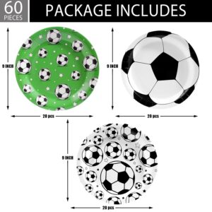 UROINEPA Soccer Party Decoration Supplies 60 Pcs Soccer Plates Soccer Birthday Dessert Dinner Plates Disposable Soccer Themed Party Favors Decorations for Boy Baby Shower