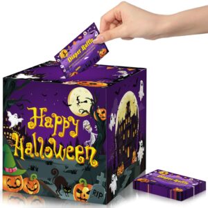 cholemy 50 pieces halloween diaper raffle tickets with box diaper raffle invitation insert cards happy halloween diaper raffle box set for halloween theme birthday party baby shower games supplies