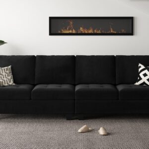 Belffin Velvet Modular 4 Seat Sofa Couch Sectional 4-seat Sofa Couch for Living Room Black