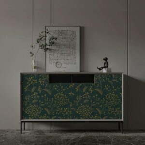 Heroad Peel and Stick Wallpaper Dark Green Contact Paper Gold Floral Wall Paper Modern Boho Removable Contact Paper for Cabinets Drawers Bedroom Self Adhesive Vinyl Papel Tapiz Para Pared 118" x 17.3"