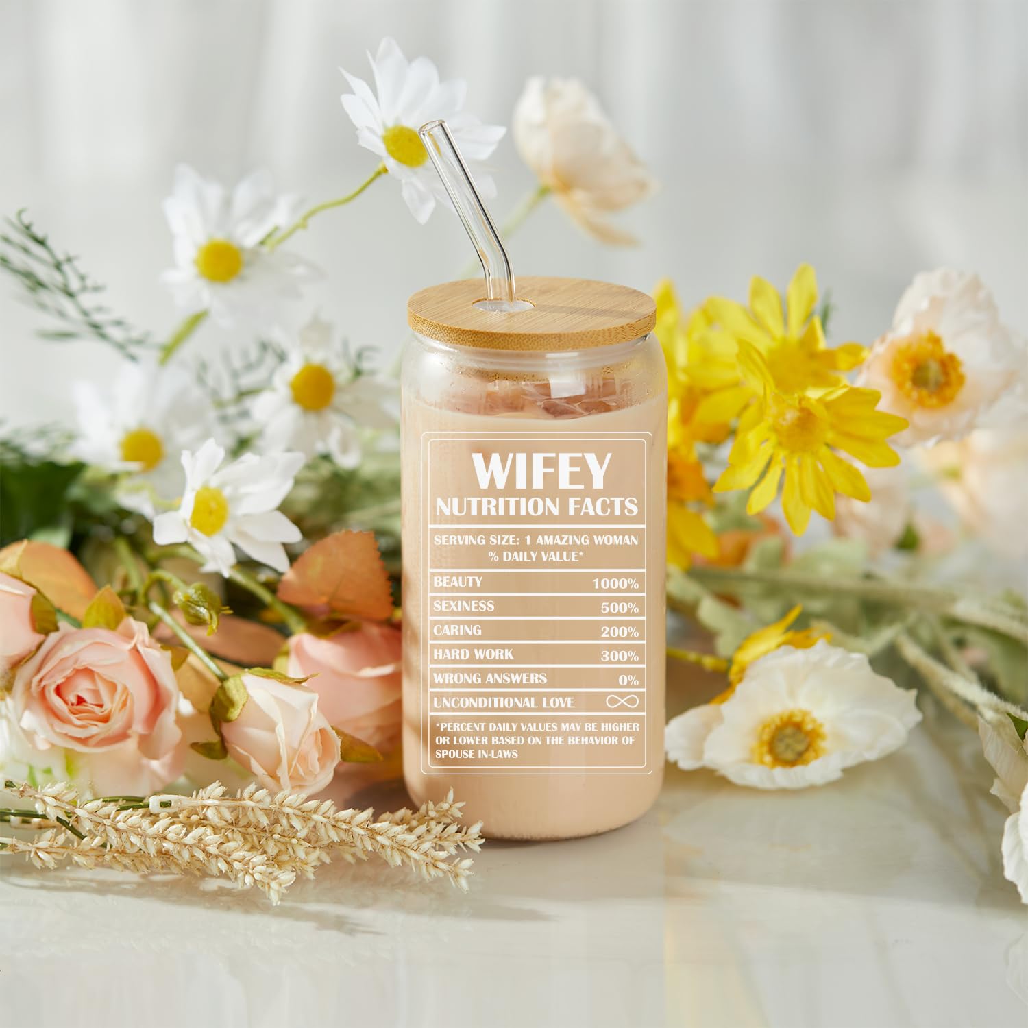 Kihraw Gifts for Wife, Bridal Shower Gift Engagement Gifts For Women, Bride, Fiancee, Wifey - Anniversary Birthday Gifts For Wife, Wife Gifts - Bride To Be Gifts - 16 Oz Coffee Glass