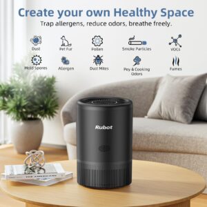 RUBOT Air Purifiers for Home Large Bedroom Up to 1200 Ft², H13 True HEPA, WiFi Alexa Control,Smoke Dust Pollen Pet Hair Allergies for Bedroom Living Room Kitchen Office, Air Filter with Sleep Mod