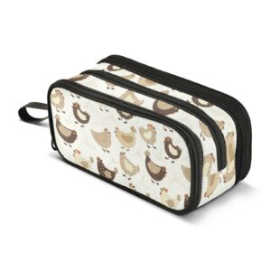 alaza carton chicken pencil case large capacity,pencil pouch office college large storage pen bag 3 compartment pencil cases for women adults teen